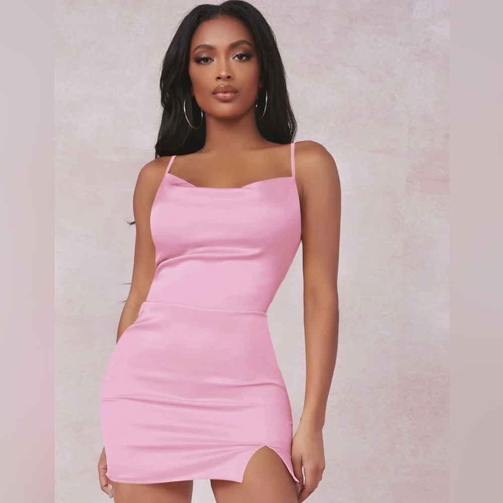 SHEIN pink silk dress
